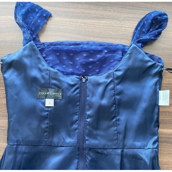 Jessica McClintock Bridal Vintage Retro Tulle Polka Dot Fit & Flare Dress 50s 8 - Picture 7 of 11